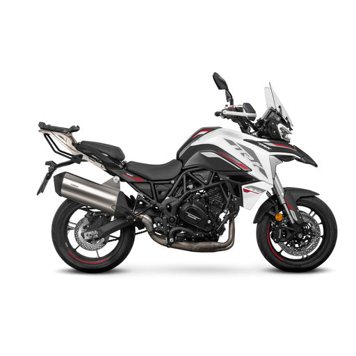 Sleek and discrete top mount on Benelli TRK 702X - Ideal for Motorcycle Travel.
