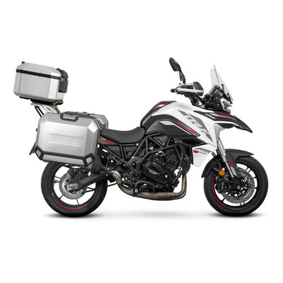 SHAD aluminum top case & panniers on Benelli TRK 702X - perfect adventure motorcycle luggage set.