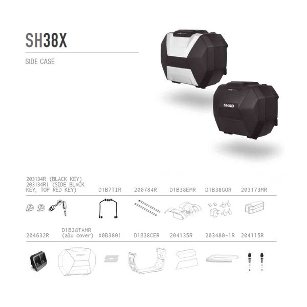 SHAD SH38X Side Cases Spare Parts | SHAD USA